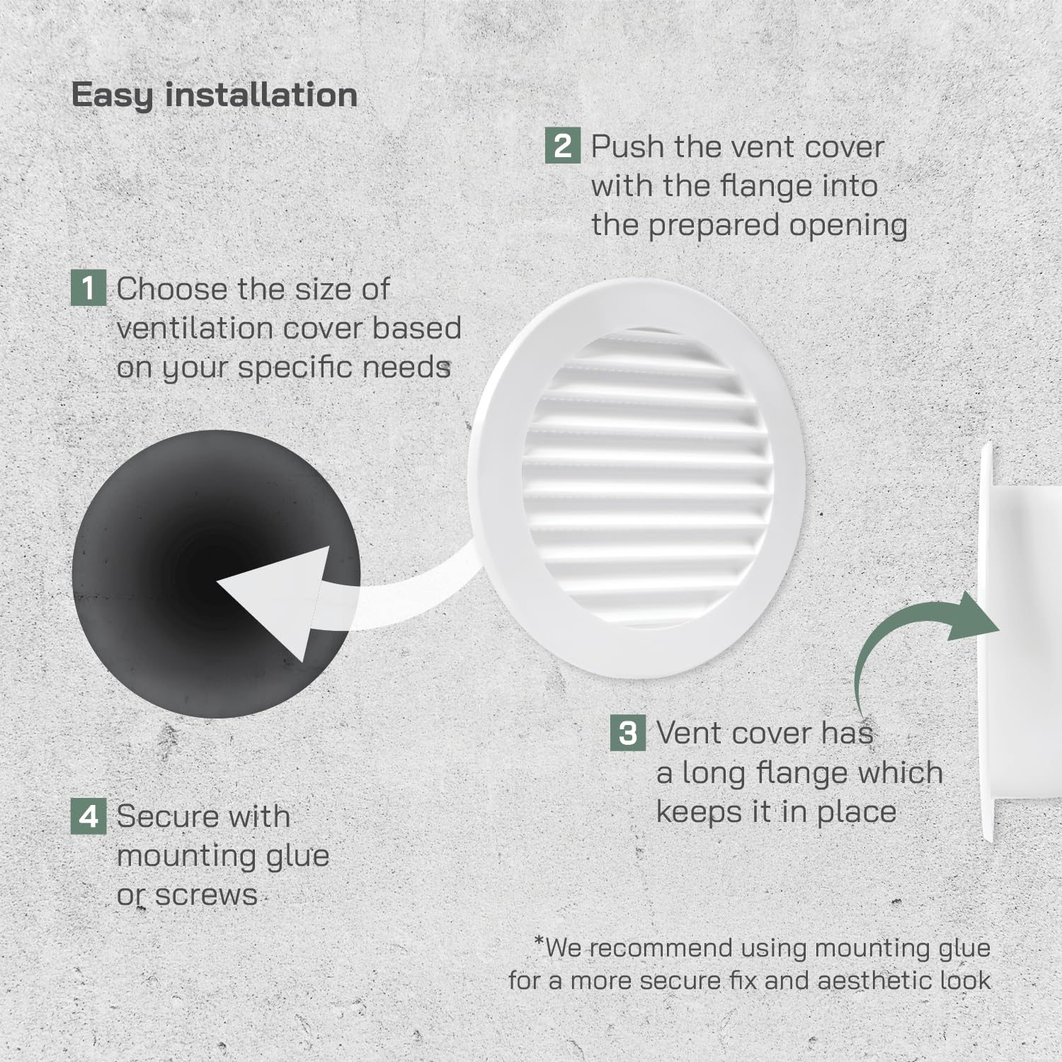 Vent Systems 4'' Inch White Soffit Vent Cover - Round Air Vent Louver - Grill Cover - Built-in Insect Screen - HVAC Vents for Bathroom, Home, Office, Kitchen - Image 4
