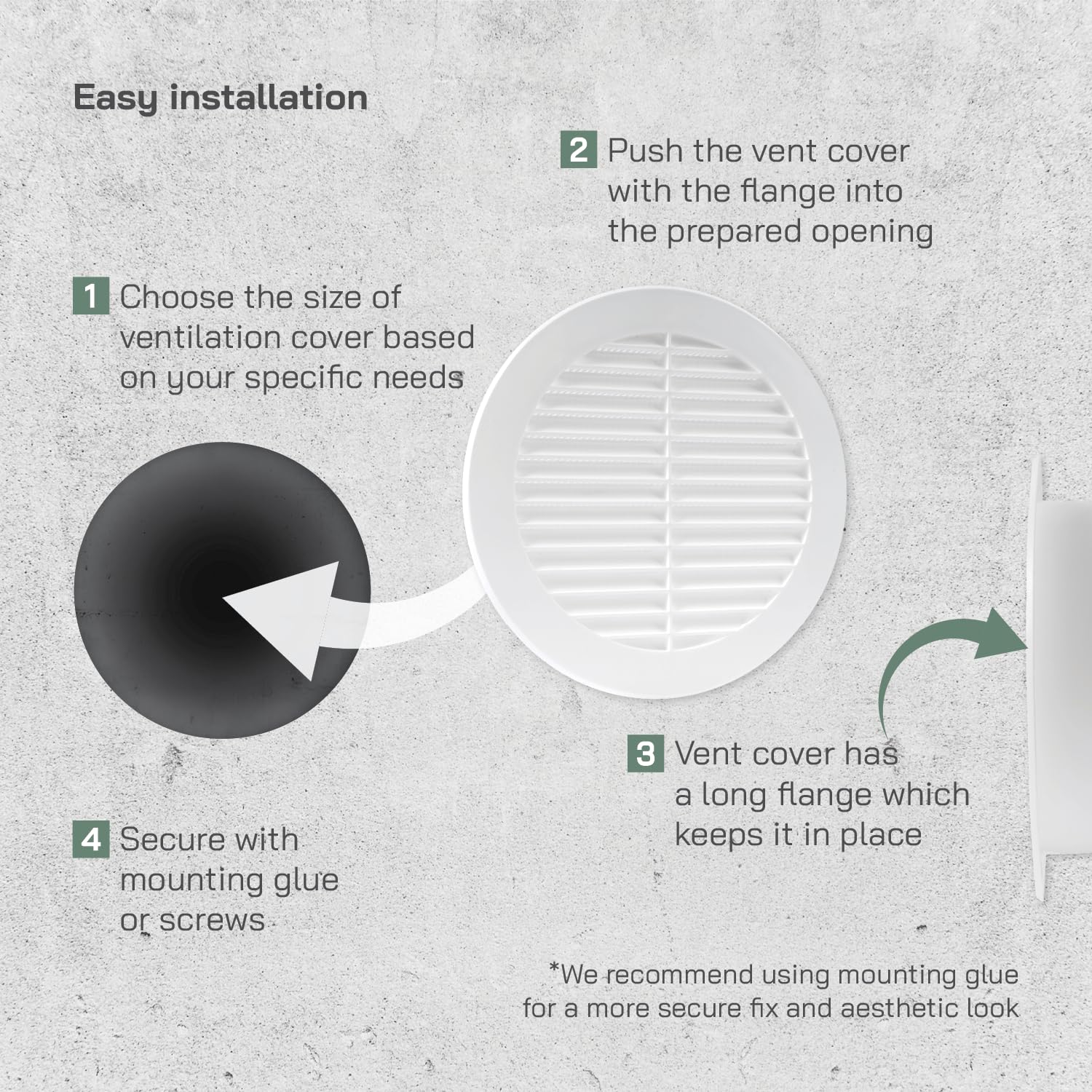 Vent Systems 6'' Inch Pack of 2 White Soffit Vent Cover - Round Air Vent Louver - Grill Cover - Built-in Insect Screen - HVAC Vents for Bathroom, Home Office, Kitchen - Image 4